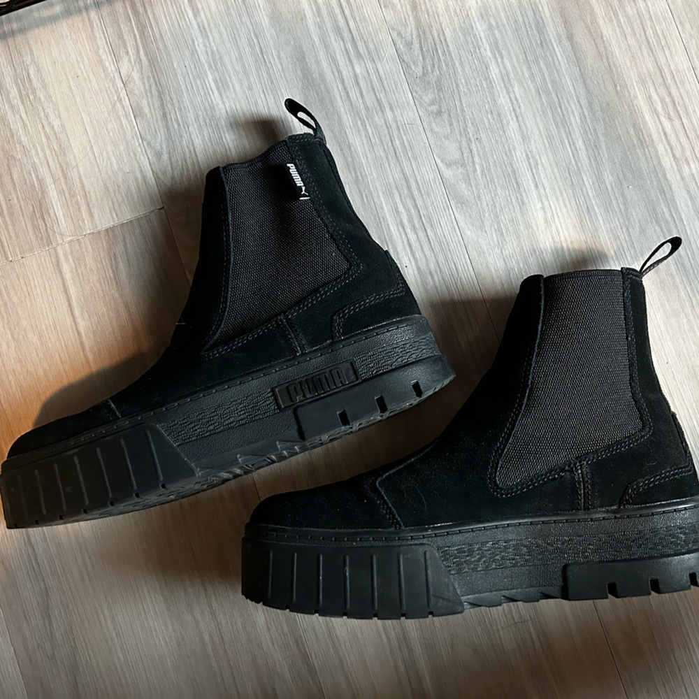 Adidas platform Black Suede Booties